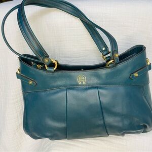 Etienne Aigner The Alexandria Collection Teal Leather Shoulder Bag
